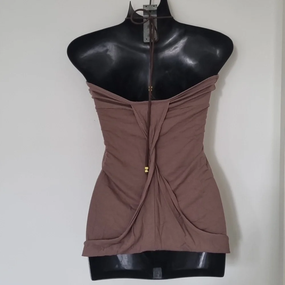 River Island, brown halter neck top, stretchy material, size 10 - Picture 4 of 7